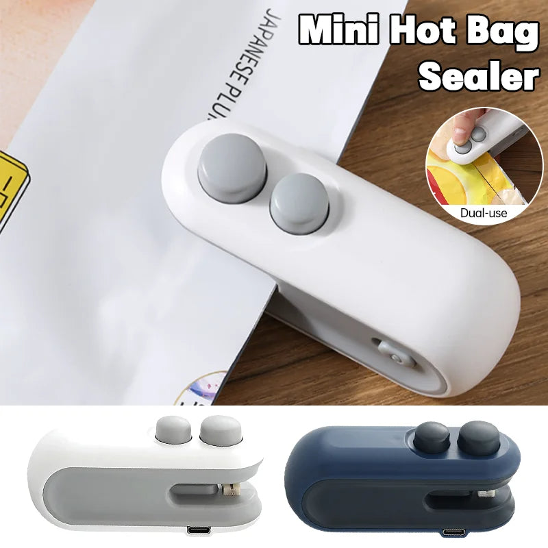 Mini Seal Machine, 2 in 1 USB Rechargeable Magnetic Heat Sealing & Cutting, Portable Handheld Vacuum Sealer for Food, Snacks, Chips, Fresh Storage, Plastic Bags Sealing Machine. (Multi color)