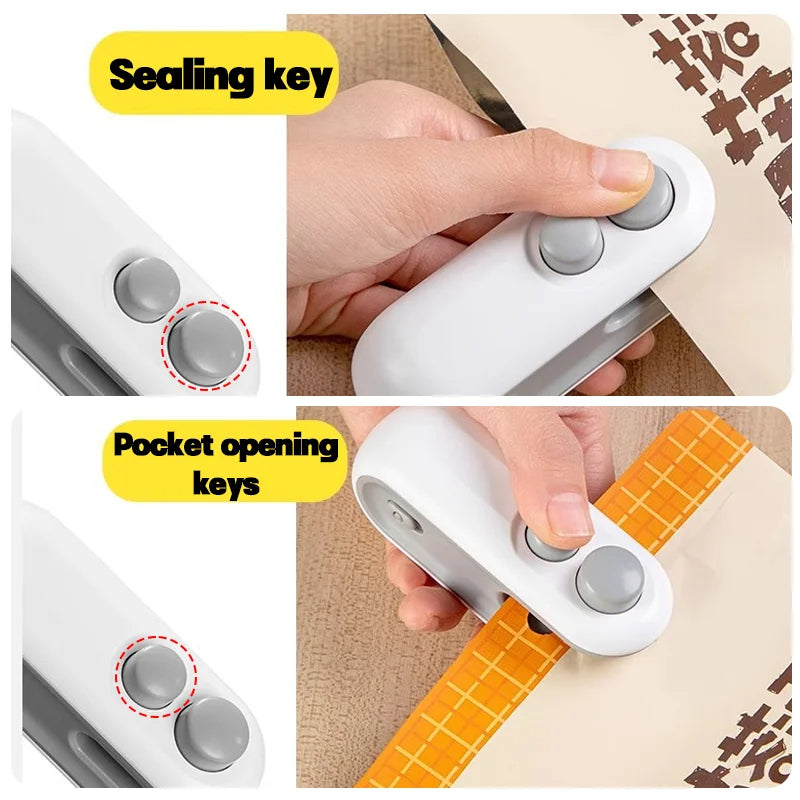 Mini Seal Machine, 2 in 1 USB Rechargeable Magnetic Heat Sealing & Cutting, Portable Handheld Vacuum Sealer for Food, Snacks, Chips, Fresh Storage, Plastic Bags Sealing Machine. (Multi color)