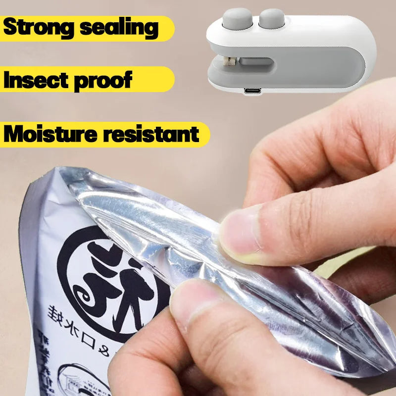 Mini Seal Machine, 2 in 1 USB Rechargeable Magnetic Heat Sealing & Cutting, Portable Handheld Vacuum Sealer for Food, Snacks, Chips, Fresh Storage, Plastic Bags Sealing Machine. (Multi color)