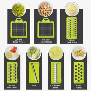 14-in-1 Multifunction Vegetable Chopper Slicer, Fruit &amp; Potato Cutter, Cheese Grater, Onion Grinder, Carrot Shredder, Salad Chopper Premium Quaity of Vegetable Slicer Easy To Use For Kitchen Design By Nexa Hub