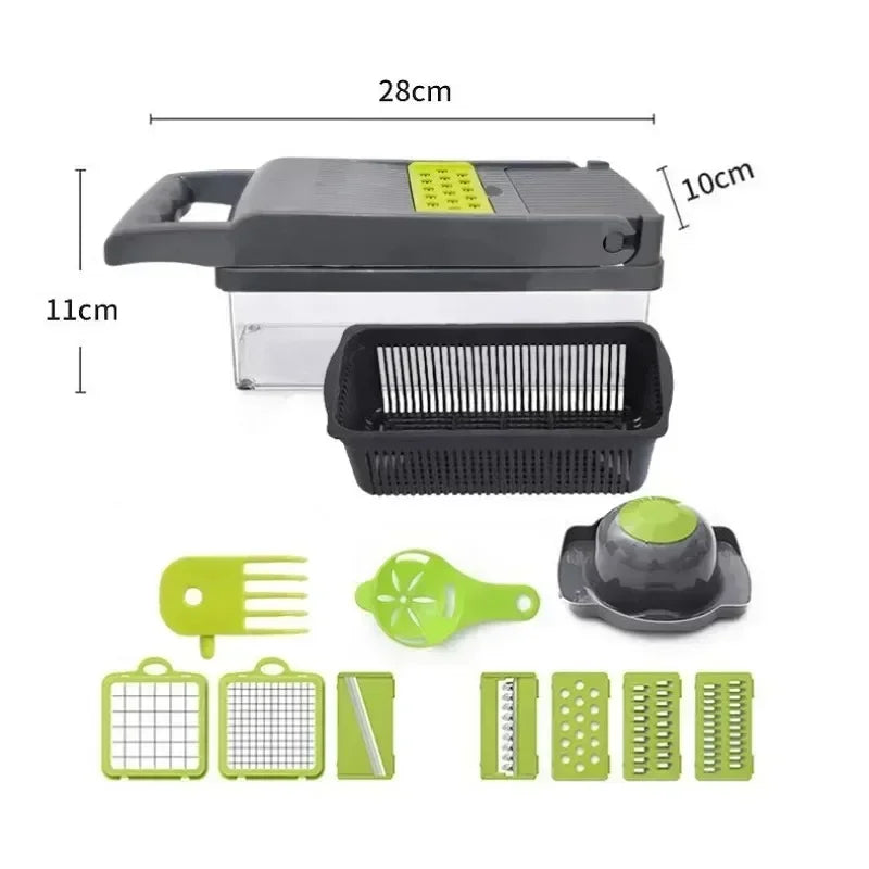 14-in-1 Multifunction Vegetable Chopper Slicer, Fruit &amp; Potato Cutter, Cheese Grater, Onion Grinder, Carrot Shredder, Salad Chopper Premium Quaity of Vegetable Slicer Easy To Use For Kitchen Design By Nexa Hub