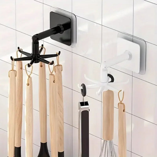 Kitchen Spoon Holder Stand, Rotating 360° Wall-Mounted, Punch-Free, Multi-Purpose Rack for Utensils, Jewelry, and Accessories – 1Pc
