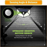 Outdoor Solar Wall Light, 100LED/3 Modes 270° Lighting Angle Motion Sensor Security Lights, IP65 Waterproof Solar Wireless Security Powered Wall Lights for Patio, Deck, Yard, Garden
