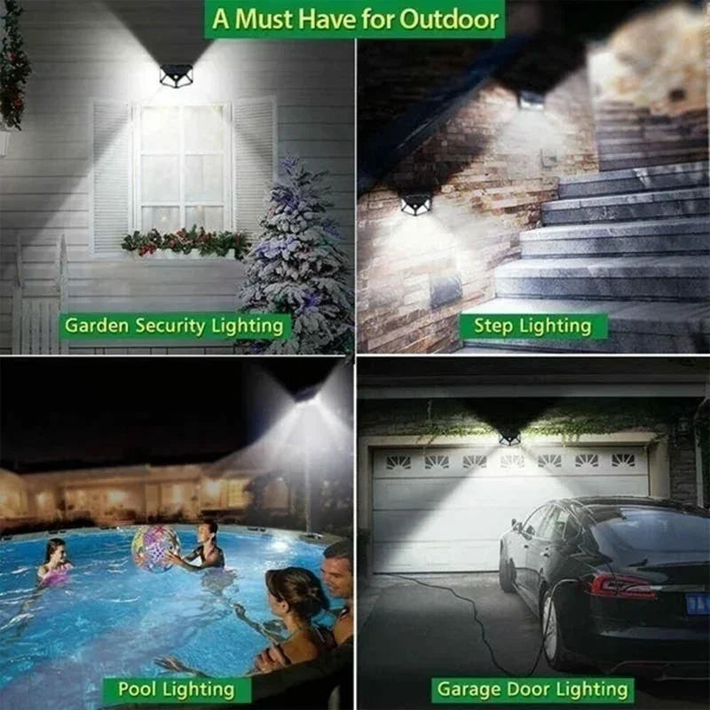 Outdoor Solar Wall Light, 100LED/3 Modes 270° Lighting Angle Motion Sensor Security Lights, IP65 Waterproof Solar Wireless Security Powered Wall Lights for Patio, Deck, Yard, Garden