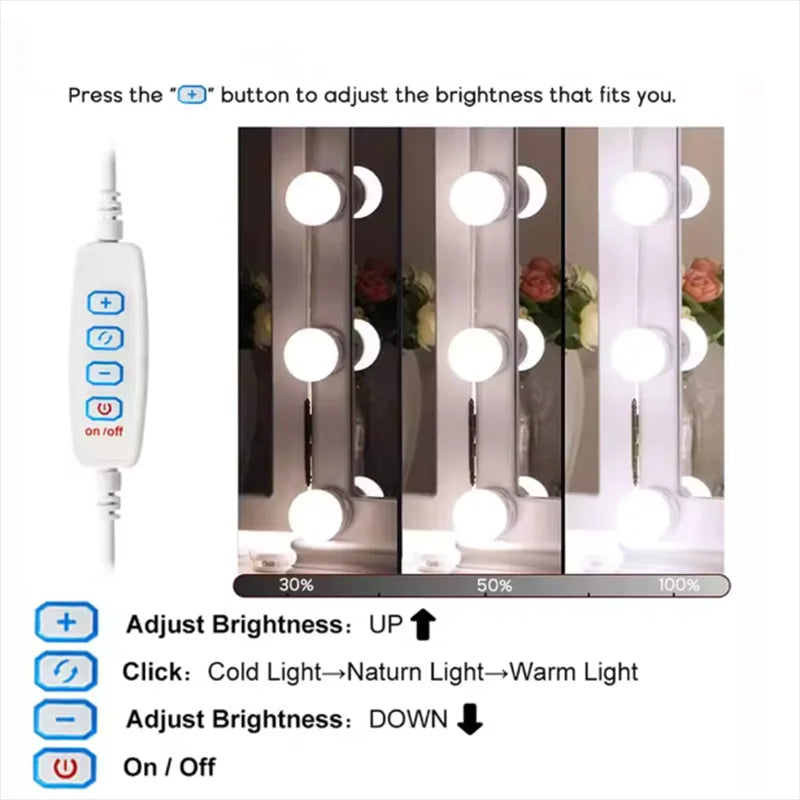 2025 Vanity Mirror Lights Kit Adjustable Color And Brightness With 10 LED Light Bulbs Fixture Strip For Makeup