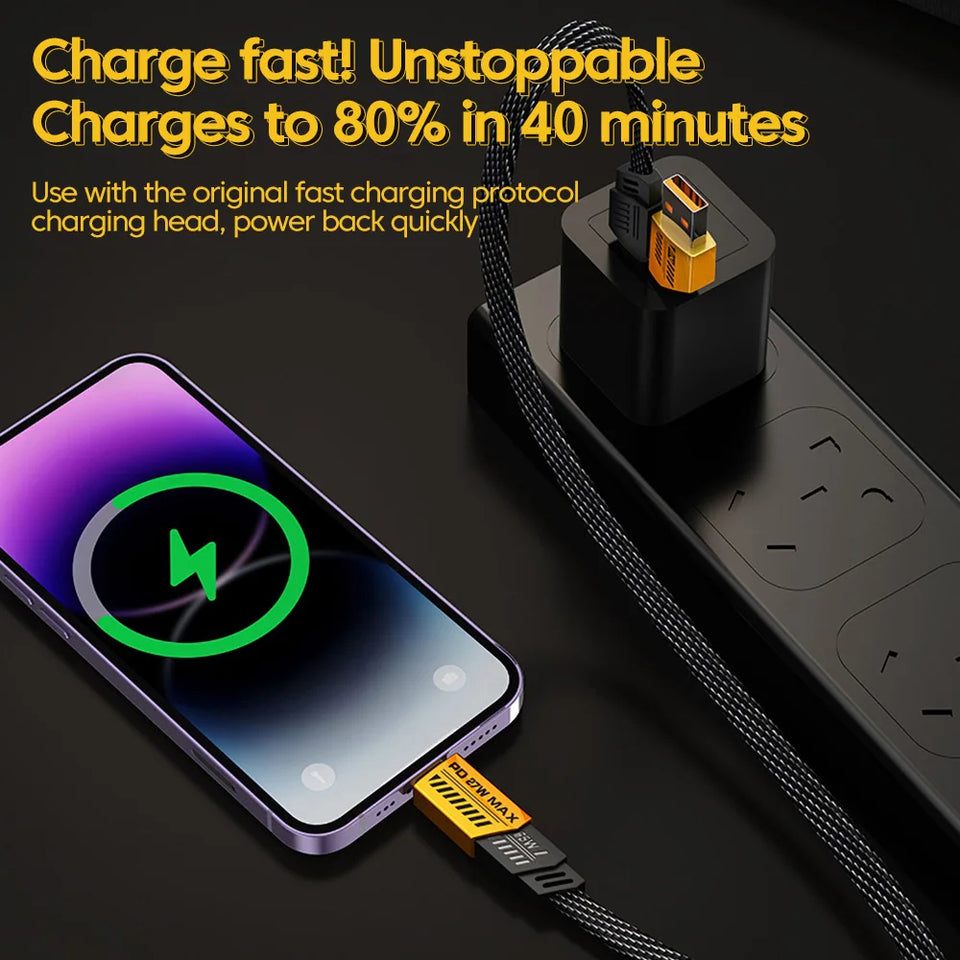 VOOXE 4-in-1 65W Fast Charging Magnetic Cable | USB-A to Type-C & iPhone, Type-C to Laptop | Nylon Braided, Multi-Purpose Data Cable