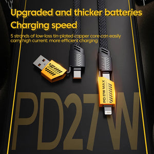 VOOXE 4-in-1 65W Fast Charging Magnetic Cable | USB-A to Type-C & iPhone, Type-C to Laptop | Nylon Braided, Multi-Purpose Data Cable