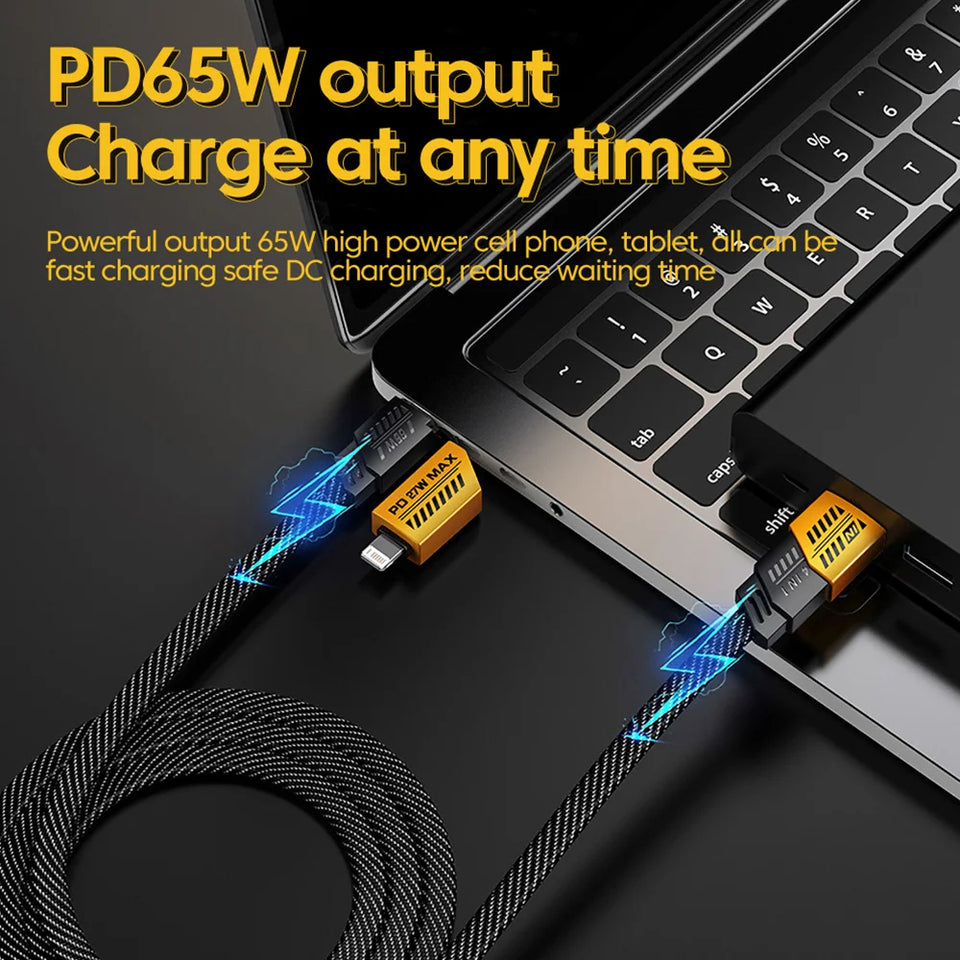 VOOXE 4-in-1 65W Fast Charging Magnetic Cable | USB-A to Type-C & iPhone, Type-C to Laptop | Nylon Braided, Multi-Purpose Data Cable