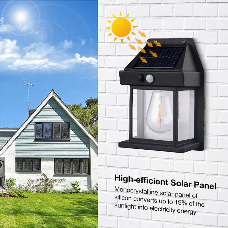 Lamp Waterproof Courtyard Lamp Induction Lighting Solar Wall Light Solar Outdoor Waterproof Lamp Intelligent Induction Tungsten Filament Wall Lamp Outdoor Decoration Lamp