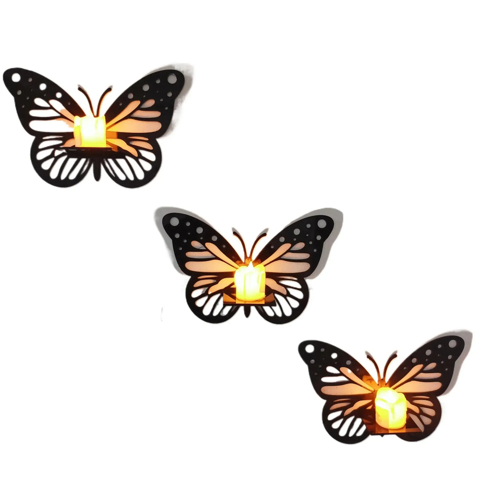 Decorative Butterfly Wall Shelf, Decoration Candlestick, Wall Décor Ideas, Wooden Wall Shelves ( Candle Light not include )