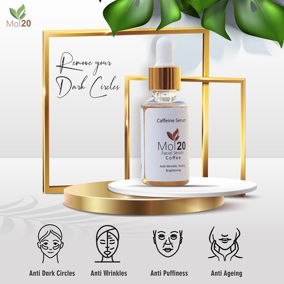 Mol20 Coffee Serum – Anti-Wrinkle & Dark Circle Remover for Youthful Eyes | 5% Caffeine & EGCG, Vegan, Free-From Formula | 100ml