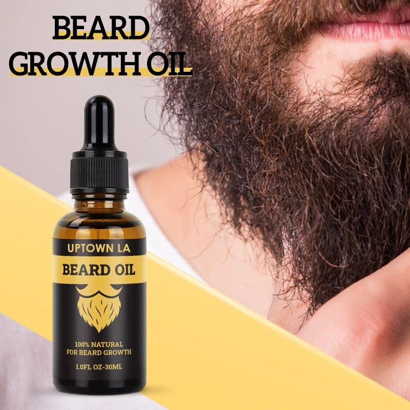 UPTOWN LA Beard Growth Oil for Men | Beard Growth Guaranteed with Argan & Geranium For faster Growth | For Beard Growth | Softness| Shine | Patchy Beard | 100 ML